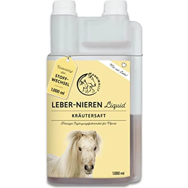 Annimally Leber Nieren Liquid für Pferde, 1000ml Kräutersaft mit Mariendistel & Artischocke zur Unterstützung der Leber- und Nierenfunktion – Bild 1