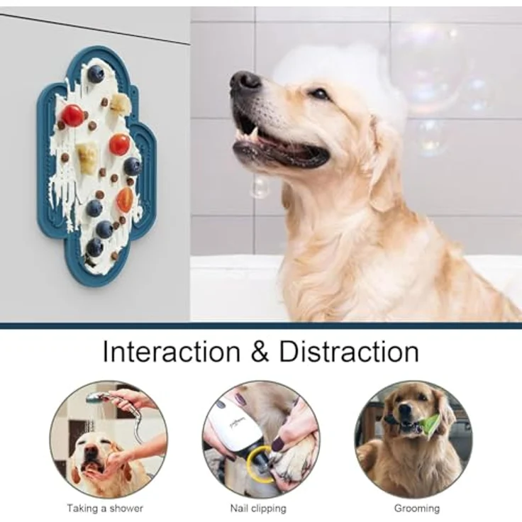 OHMO Schleckmatte für Hunde und Katzen, 2er Set mit niedlichem Kaktusdesign, Angstlinderung und langsames Füttern, Lebensmittelqualität Silikon (Dunkelblau & Hellblau) – Bild 4