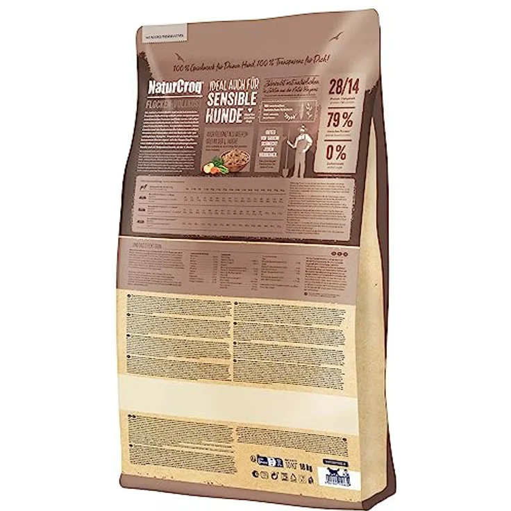 Happy Dog Premium NaturCroq Flocken Vollkost, Hunde-Trockenfutter für ernährungssensible Hunde und Welpen, 1,5 kg – Bild 4