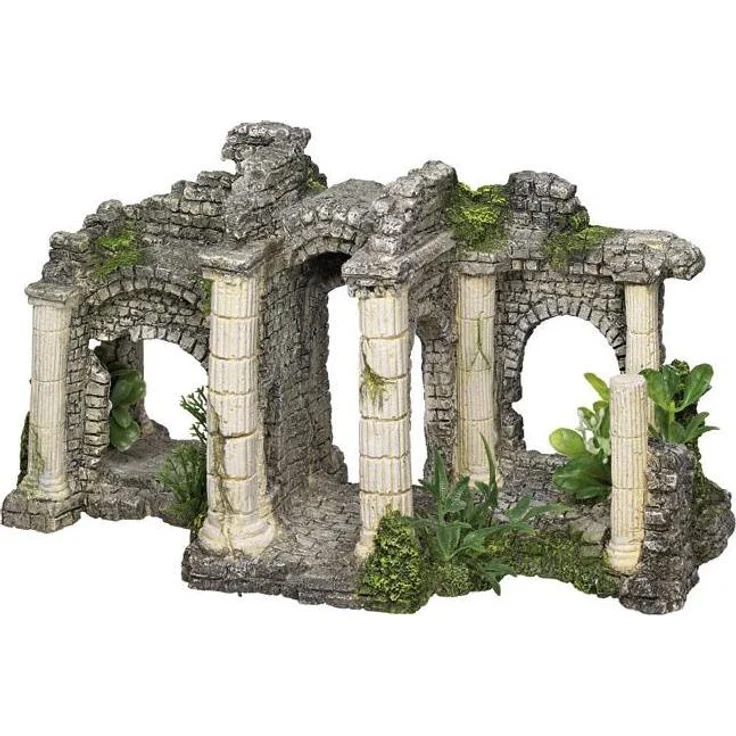Nobby Aqua Ornaments HADRIANS TOR, Detailgetreue Aquarium-Dekoration aus ungiftigem Polyresin mit Pflanzen, geeignet für Süß- und Meerwasseraquarien