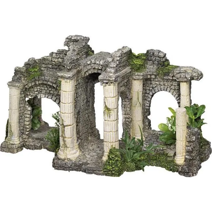 Nobby Aqua Ornaments HADRIANS TOR, Detailgetreue Aquarium-Dekoration aus ungiftigem Polyresin mit Pflanzen, geeignet für Süß- und Meerwasseraquarien