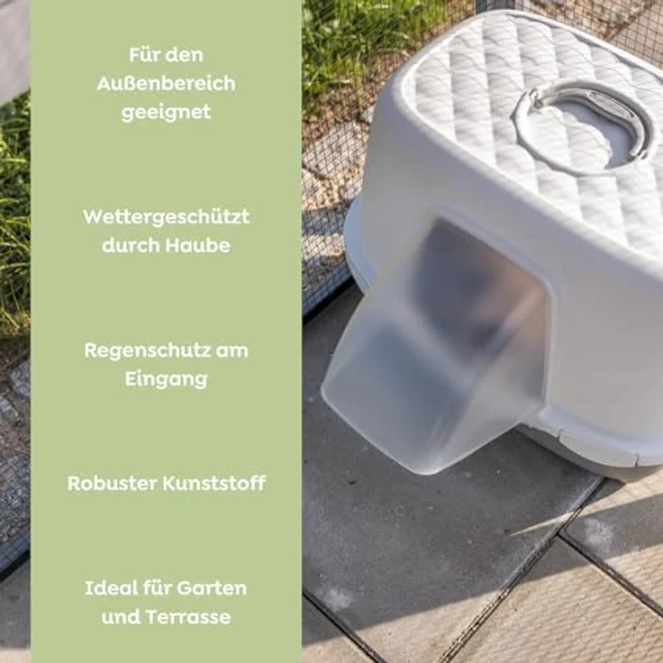 Trixie Outdoor Katzentoilette Davio Top – Wettergeschützte Katzentoilette für den Außenbereich mit überdachtem Eingang – grau – 56 × 39 × 39 cm – Bild 2