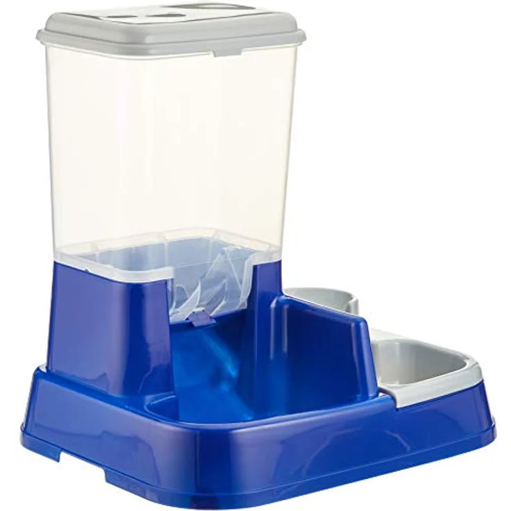 Karlie Futterbehälter Duo Max für Hunde, praktische Futter- und Wasserspender Kombination, 5 kg Trockenfutter, frisches Wasser, blau – Bild 2