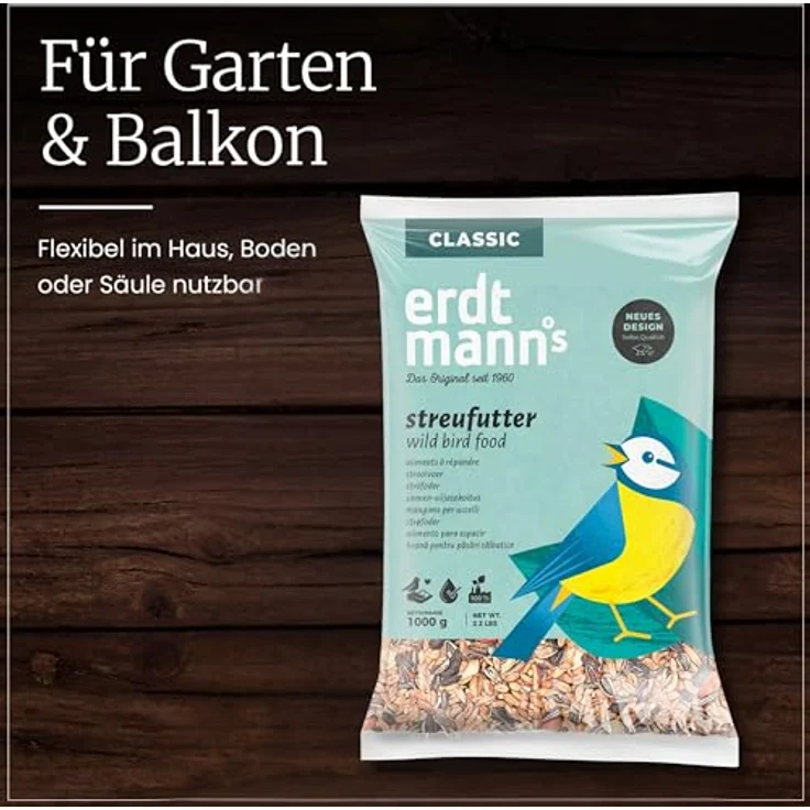 Erdtmann's Streufutter 10 kg, Vogelfutter mit Weizen, Sonnenblumenkernen und Erdnüssen для Singvögel – Bild 8