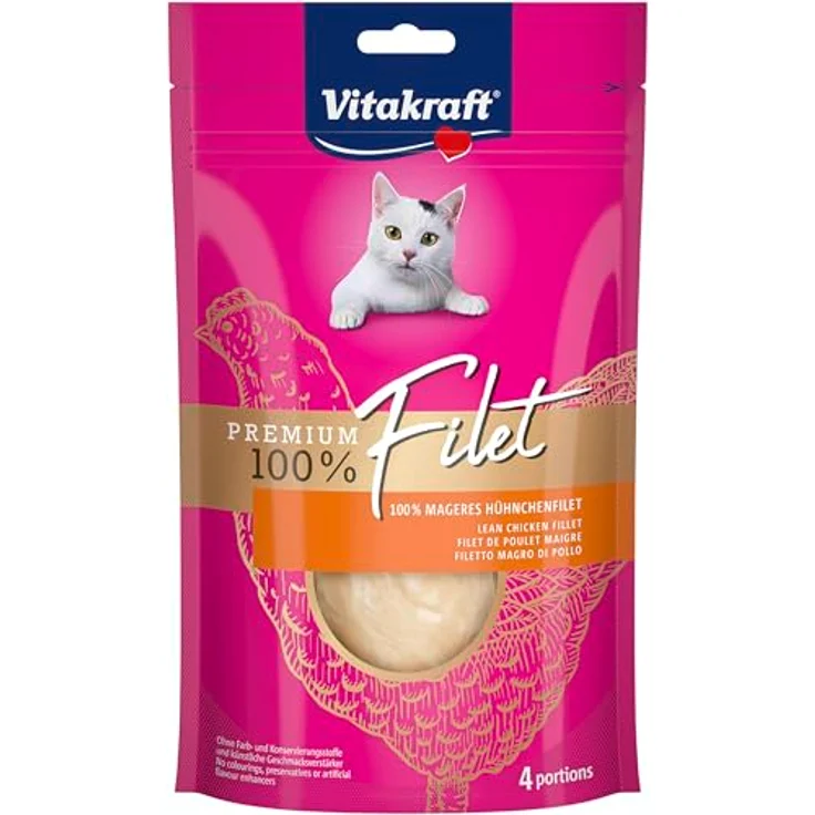 Vitakraft Premium Katzen Leckerli, mageres Hühnchenfilet, hypoallergen und getreidefrei, Vorratsgröße (7X 70g) – Bild 3