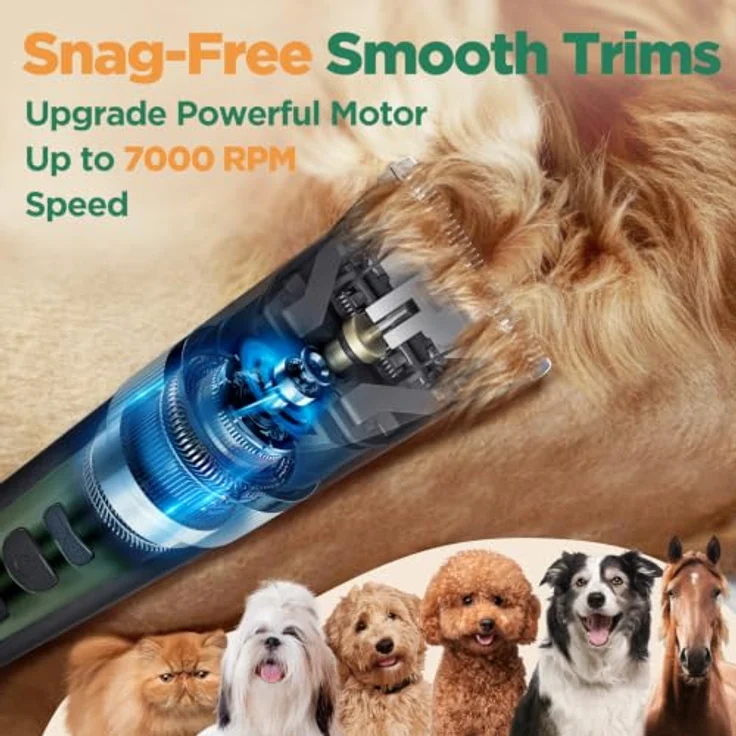 Gimars 4-in-1 Hundeschermaschine, kabellos & leise 55 dB, 7000 U/min, mit Ersatzklinge, professioneller Tierhaarschneider für dickes Fell von Hunden, Katzen & Pferden – Bild 3