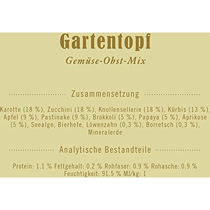Terra Canis Gartentopf, Gemüse-Obst-Mix, 80% Gemüse und 20% Obst, Sparpaket 12 x 400 g, 100% Lebensmittelqualität – Bild 3