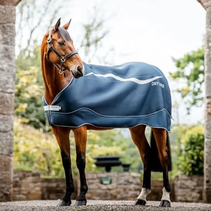 Horseware Dry Liner Abschwitzdecke 50g, navy/silver, schnelles Trocknen, Deckengröße 140 cm / 6'3