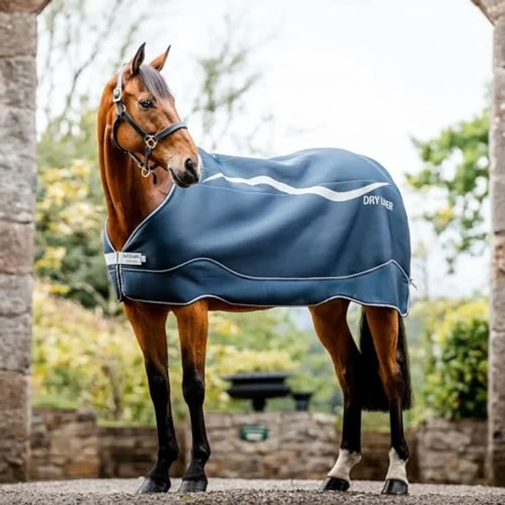 Horseware Dry Liner Abschwitzdecke 50g, navy/silver, schnelles Trocknen, Deckengröße 140 cm / 6'3 – Bild 1