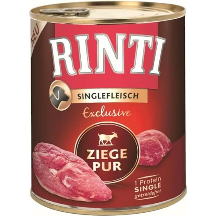 Rinti Singlefleisch Exclusive Ziege Pur, 6x800g, getreidefreies Hundefutter für empfindliche Hunde