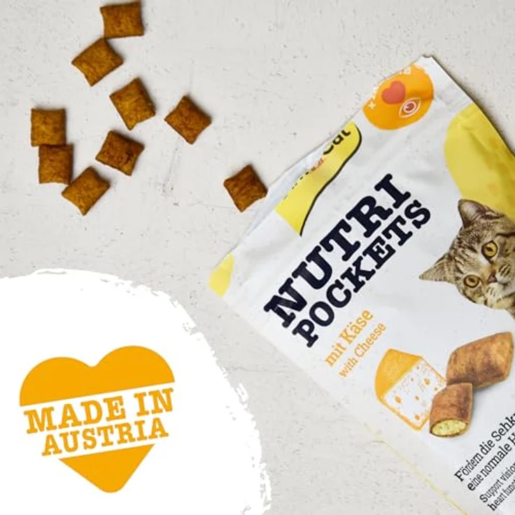 GimCat Nutri Pockets Käse, Knuspriger Katzensnack mit cremiger Füllung und Taurin, 60 g Beutel – Bild 4