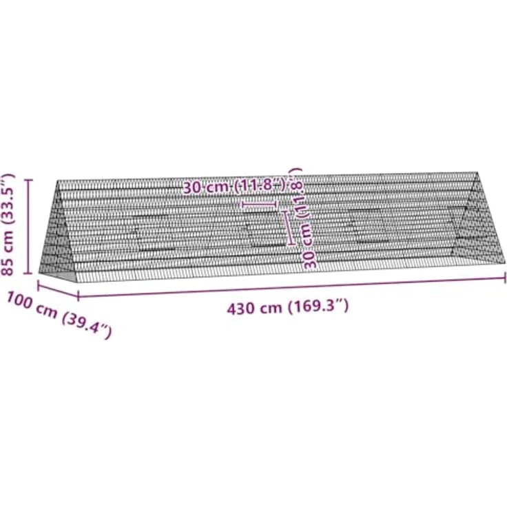 vidaXL Hasenkäfig Silber 215 x 100 x 85 cm, Verzinkter Stahl, Wetterfest und Robust für Garten und Terrasse – Bild 3