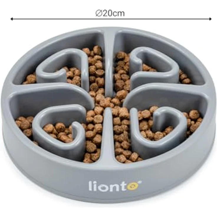 lionto Anti Schling Napf für Hunde & Katzen, Ø 20 cm, rutschfester, spülmaschinenfester Hundenapf aus lebensmittelechtem Kunststoff, hellgrau – Bild 5