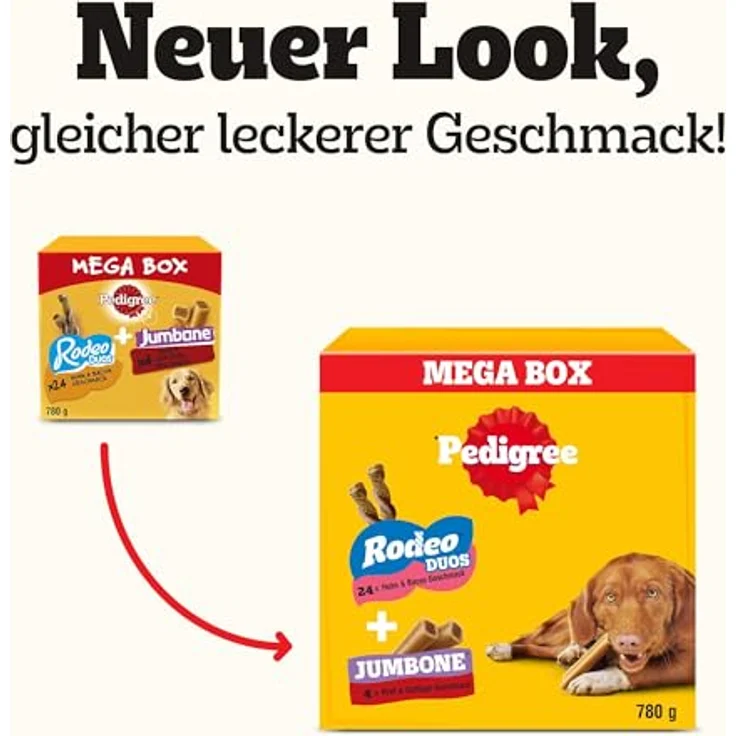 Pedigree Mega Box Snacks 780g, Hunde-Leckerchen im Mix mit Rodeo Duos und Jumbone, fettarm, mit Omega 3 und Vitamin E – Bild 9