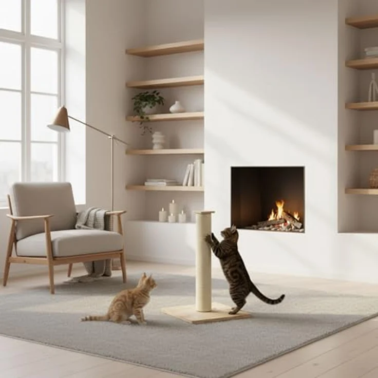 Eyepower 62cm Sisal Kratzsäule für Katzen mit stabiler Bambus Bodenplatte, kompakt und ideal für kleine Räume – Bild 2