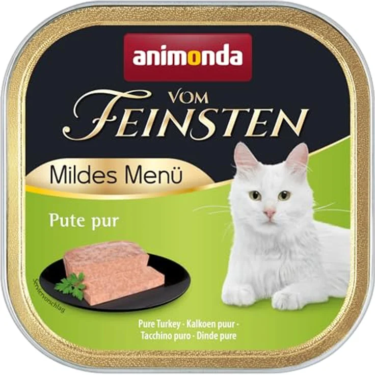animonda vom Feinsten Mildes Menü Milde Vielfalt, getreidefreies Katzenfutter nass mit Putenfleisch, 32 x 100g, leicht verdaulich ohne Zucker – Bild 4