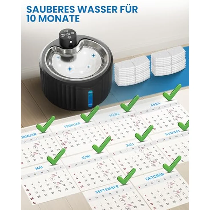 Miaura® 20er Pack Katzenbrunnen Filter, hochwertige Ersatzfilter für Miaura Trinkbrunnen, 10 Monate Vorrat, einfache Handhabung, für kristallklares Wasser – Bild 5