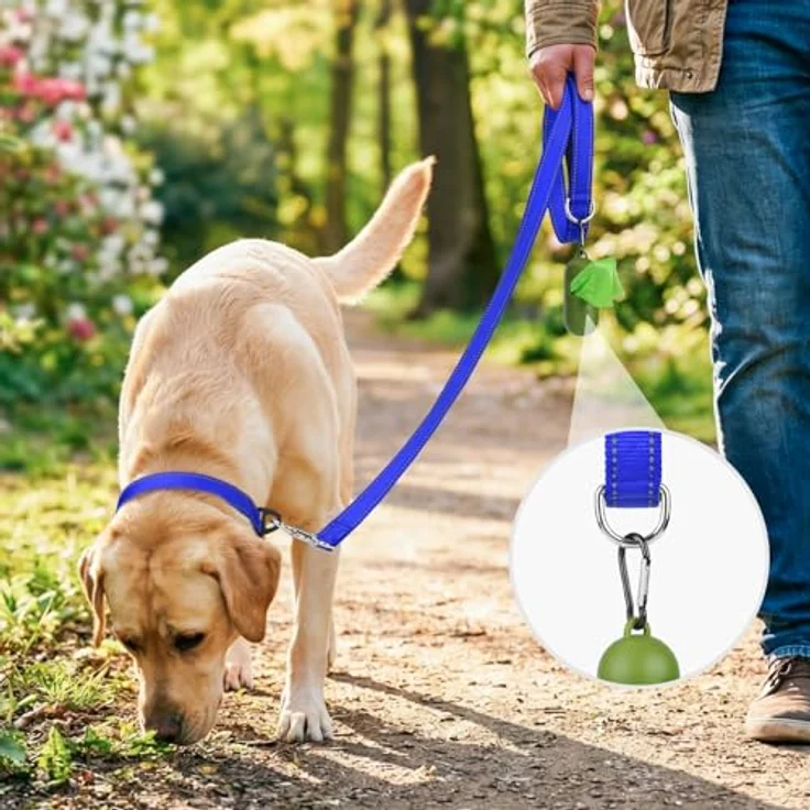 Joytale Hundeleine für kleine Hunde, Doppelseitig Reflektierend aus Nylon mit Gepolstertem Griff, 1,2m x 2cm, Navy blau – Bild 2