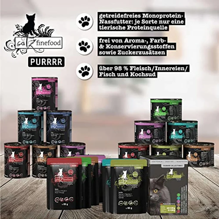 Catz Finefood Purrrr Dose 6 x 400 g - No. 103 Huhn, Getreidefreies Katzen-Nassfutter mit hohem Fleischanteil und einziger Proteinquelle – Bild 4
