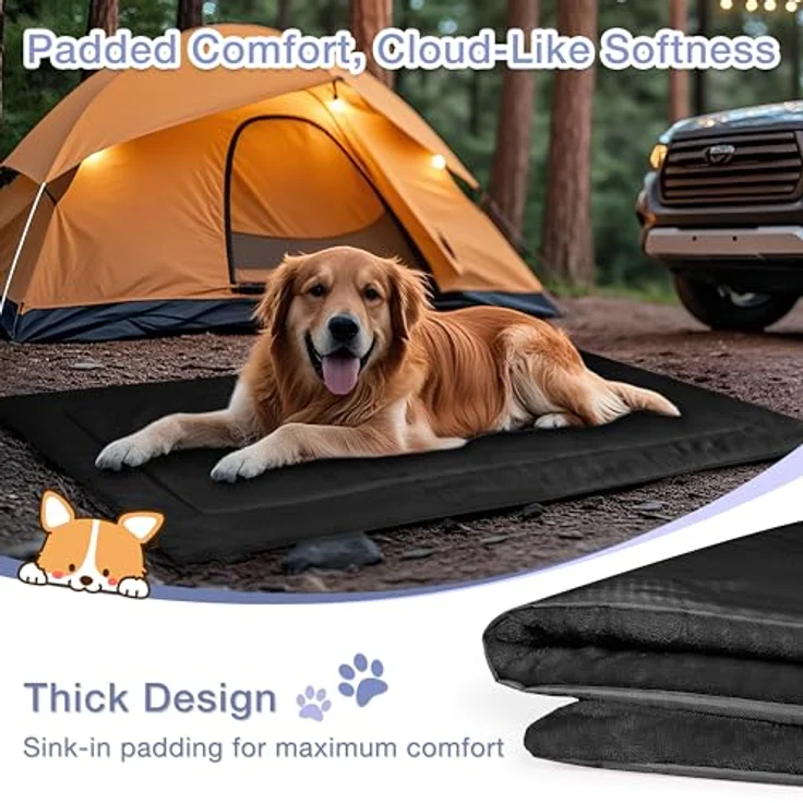 Pawsse Wasserdicht Hundedecke 80 x 60cm, Faltbare Outdoor Hundematte Waschbar für Auto und Camping, Schwarz – Bild 5