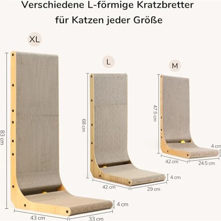 FUKUMARU L-förmiges Kratzbrett für Katzen, 83 cm hohe Kratzpappe mit Ballspielzeug, nachhaltig und widerstandsfähig, ideal für Wand und Ecke, XXL – Bild 4