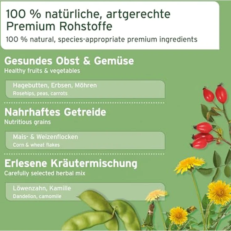 AniForte Natur Nagerfutter 4,5kg - Artgerechtes Futter für Hamster, Meerschweinchen, Kaninchen mit Gemüseflocken, Getreide, Luzerne und Kräutern - Ohne künstliche Zusätze, Made in Germany – Bild 4
