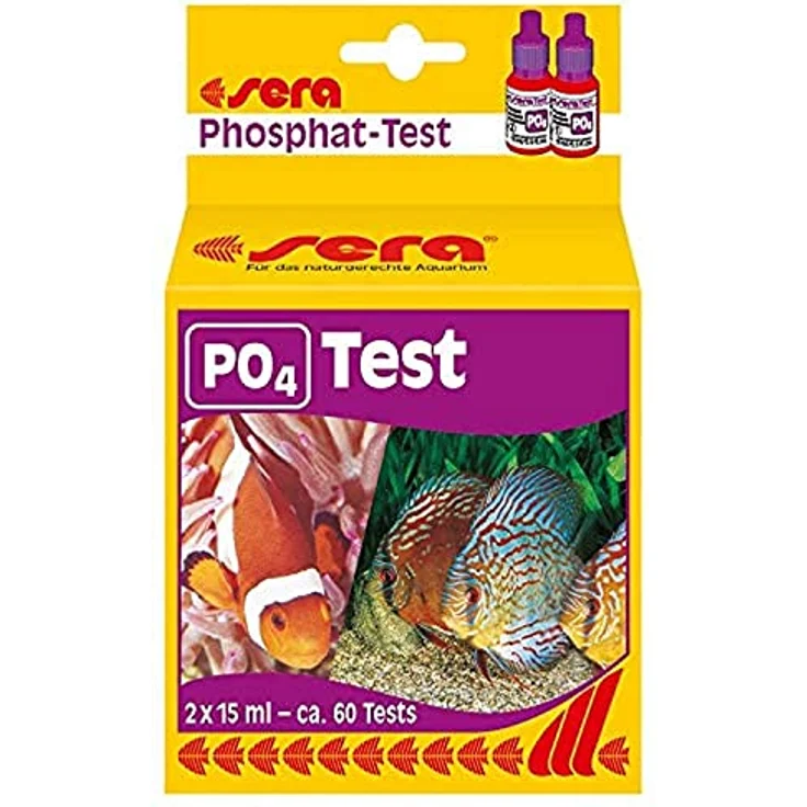 sera 04930 Phosphat Test (P04), Wassertest für 60 Messungen, zuverlässig und genau für Süß- & Meerwasser im Aquarium oder Teich, 1 Stück – Bild 1