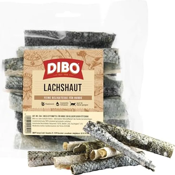 DIBO Lachshaut 50g, schonend getrockneter Hundesnack zur Förderung von Immun- und Nervensystem