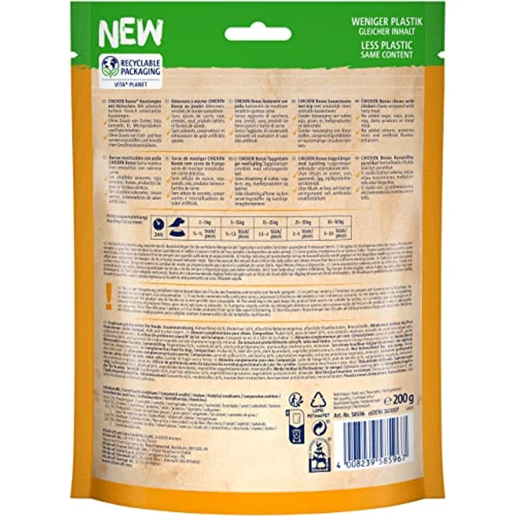 Vitakraft Bonas Chicken XXL, Hundesnacks mit hoher Proteinanteil, 4 x 200 g, ohne Zucker und Zusatzstoffe – Bild 3