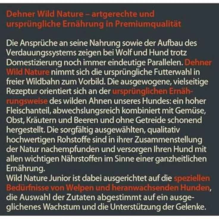 Dehner Wild Nature Hundetrockenfutter Junior Hochmoor, getreidefrei & glutenfrei, hoher Fleischanteil, 12 kg – Bild 3