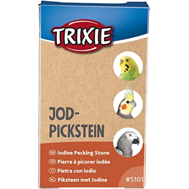 Trixie 5101 Jod-Pickstein, 20 g, Naturprodukt zur Schnabelpflege für Kanarien und Wellensittiche mit Halter, enthält Vitamin B und Zink – Bild 1