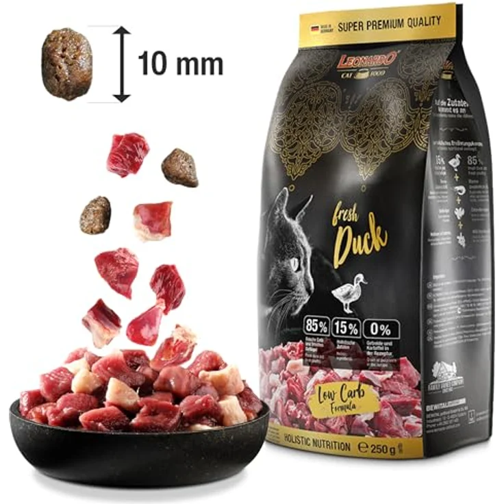 LEONARDO Fresh Duck & Poultry, Katzen-Trockenfutter mit 85% Frischfleisch, Alleinfuttermittel für ausgewachsene Katzen, 1,5 kg – Bild 3