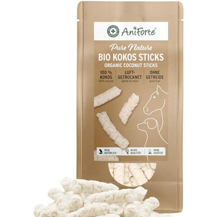 AniForte Bio Kokos-Sticks, 500g Zahnpflege Hundesnack, kaltgepresst, 100% kokos, getreidefrei, vegan, natürliche Belohnung für Hunde und Pferde – Bild 1