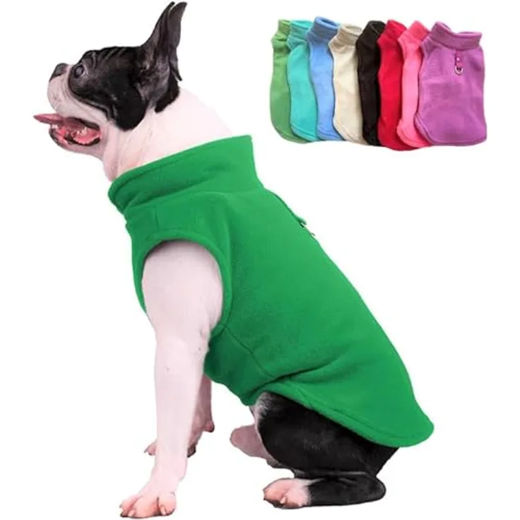 JACKO & CO Fleece-Weste für Hunde und Katzen, weich, leicht, atmungsaktiv, mit Leinenring, Grün, Größe XS (0,9-1,8 kg)