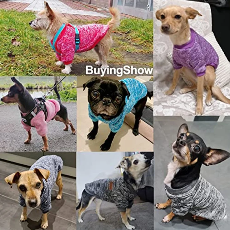 HuaLiSiJi Hundepullover für kleine Hunde, Warm und leicht, Elastisch, Weiche Textur, Pink+Lila, Größe M – Bild 5