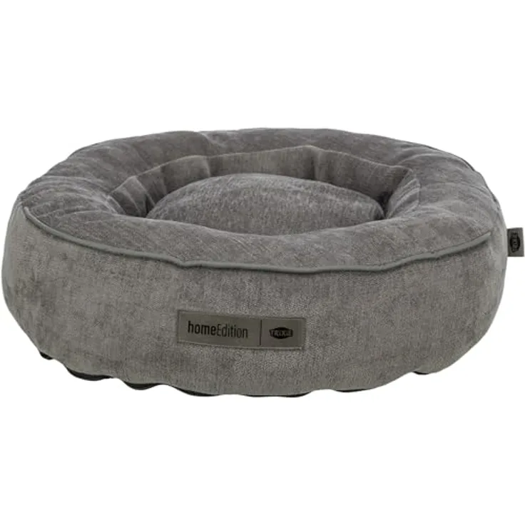 Trixie Hundebett Vital Lennox, rundes orthopädisches Hundekissen in Grau, Ø50cm mit viskoelastischem Schaum für Memory-Effekt, pflegeleicht und rutschfest - 371320