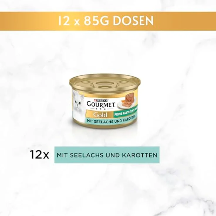GOURMET Gold Feine Pastete mit Gemüse, Seelachs und Karotten, 12x85g, Alleinfuttermittel für ausgewachsene Katzen – Bild 4