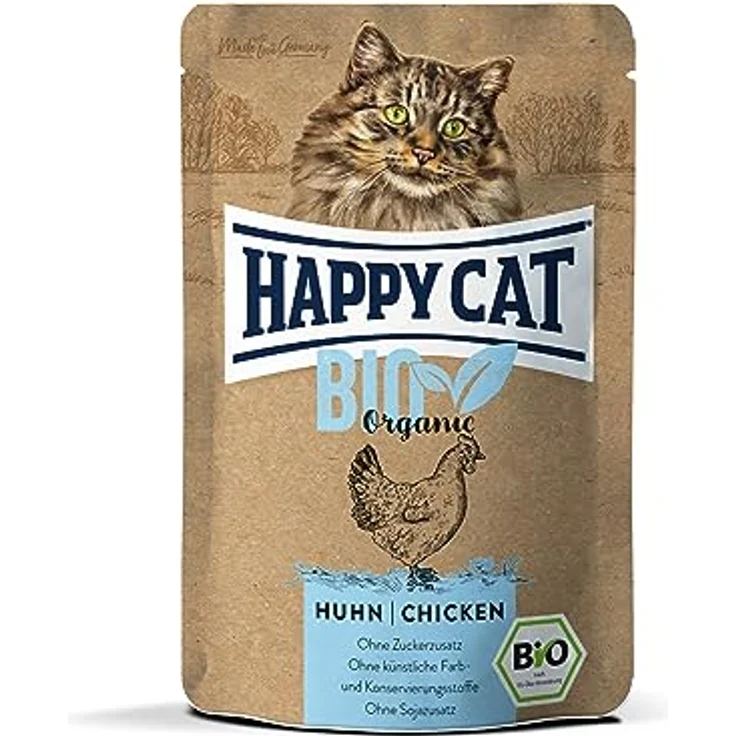 Happy Cat Happy Cat Bio Pouch Huhn, 85 g, getreidefreies Katzen-Nassfutter aus kontrolliert biologischer Landwirtschaft, ohne künstliche Zusatzstoffe, Made in Germany – Bild 1