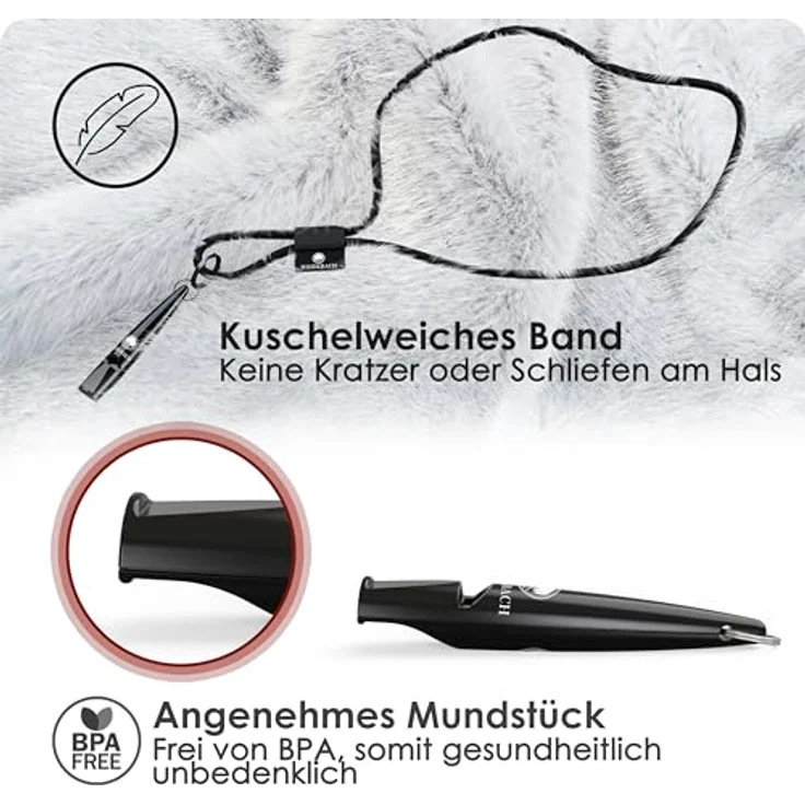 Weidebach® 2X verbesserte Hundepfeife, stabiler & lauter Ton, inkl. Clicker und verstellbarem Umhängeband – Bild 3