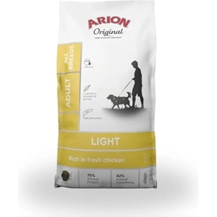 Arion Original-Light All Breed Hundefutter, kalorienarm für übergewichtige Hunde, mit Huhn, 12 kg, glutenfreie Formel