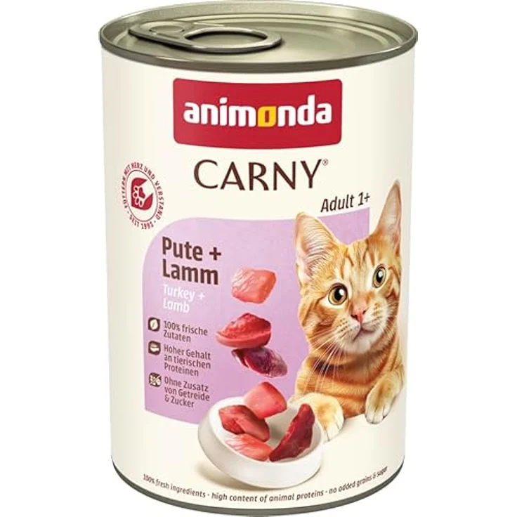 animonda Carny Katzen Nassfutter Pute + Lamm (6 x 400g), getreidefreies Futter für erwachsene Katzen, ohne Zucker, mit frischen fleischigen Zutaten – Bild 3
