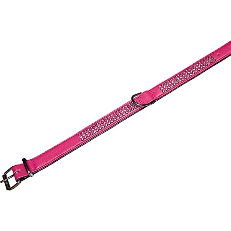 Nobby Hunde-Halsband Crystal dreireihig fuchsia/schwarz, Luxuriöses Kunstleder mit Swarovski-Kristallen – Bild 2