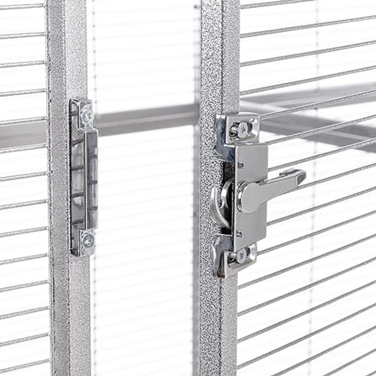 Montana Cages Premium Voliere New Sydney I für Sittiche und kleine Papageien, inkl. 2 Näpfe und 4 Lenkrollen, AVILON Pulverbeschichtung, Platinum Edition, ca. 90 x 70 x 180 cm – Bild 5