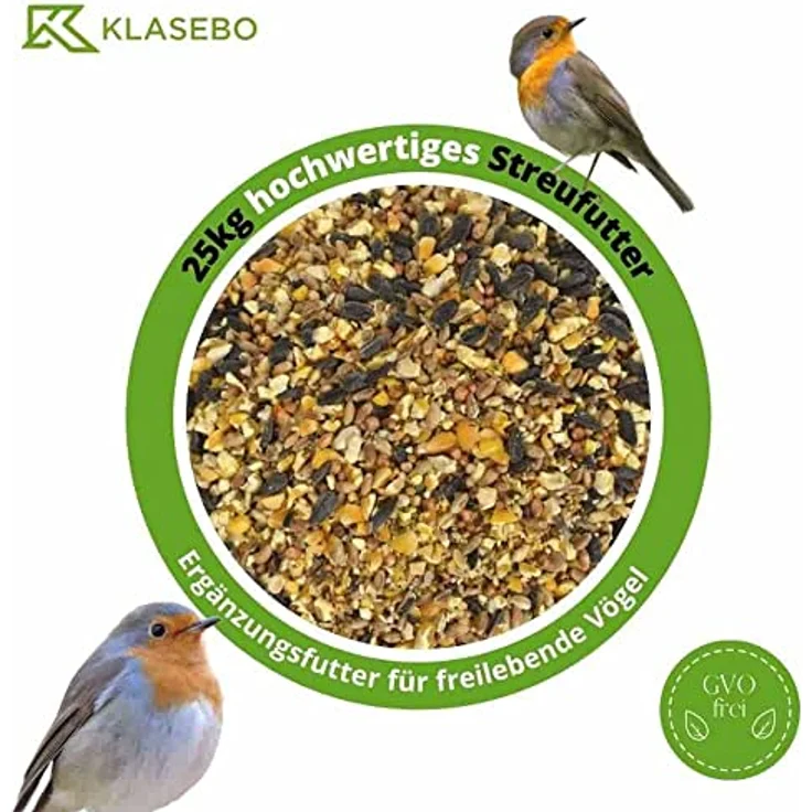 KLASEBO Streufutter 25 kg, Premium Vogelfutter für Wildvögel, ganzjährig geeignet, staubfrei, energiereich – Bild 2