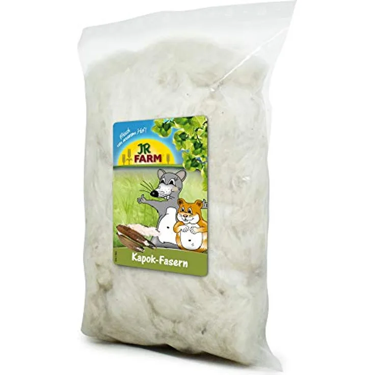 JR Farm Kapok-Fasern, Nagerbett 20g, natürliche Kleintierstreu, wasserabweisend und gentechnikfrei
