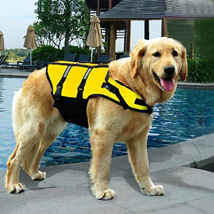 Izefia Hund Schwimmweste Sicherheitsmantel für kleine Hunde, Gelb, Größe S mit verstellbaren Trägern und Griff – Bild 4