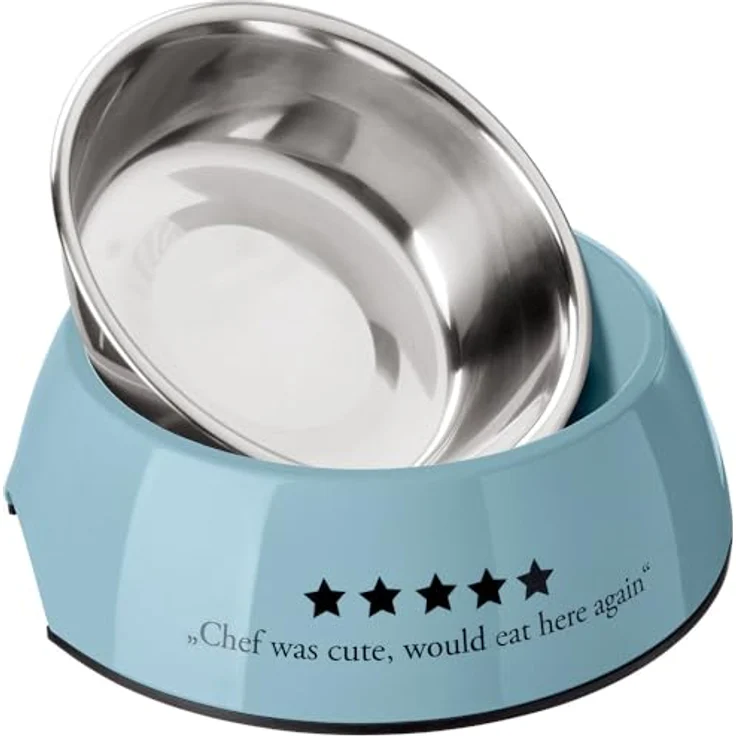 HUNTER Melamin-Napf Mayfair, Futter- und Trinknapf mit herausnehmbarem Edelstahlnapf, hellblau, 700 ml, rutschhemmender Gummirand, stoß- und kratzresistent, spülmaschinengeeignet – Bild 2