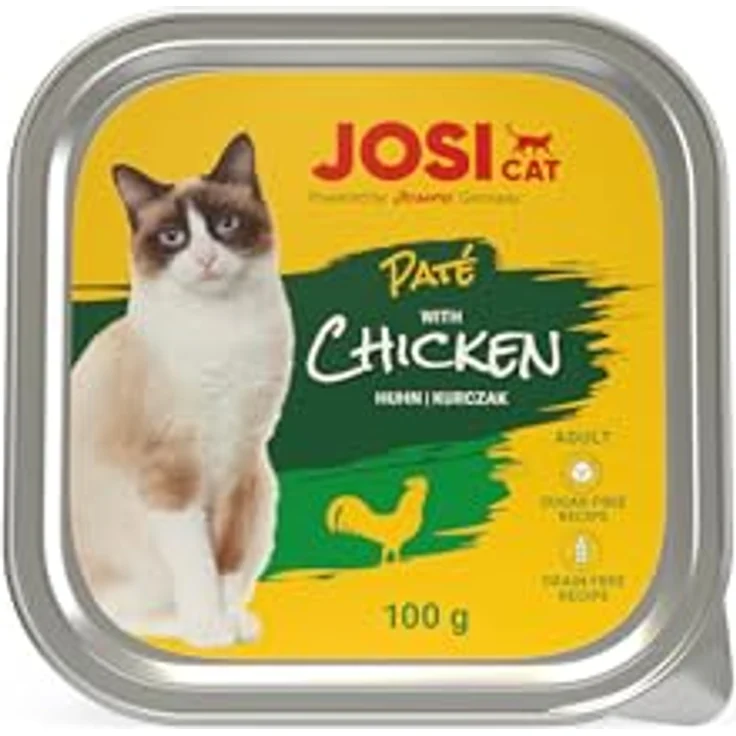JosiCat Paté mit Huhn, Premium Nassfutter für Katzen, getreidefrei, 32 x 100 g, mit Vitaminen D3 & E, in Deutschland hergestellt – Bild 1
