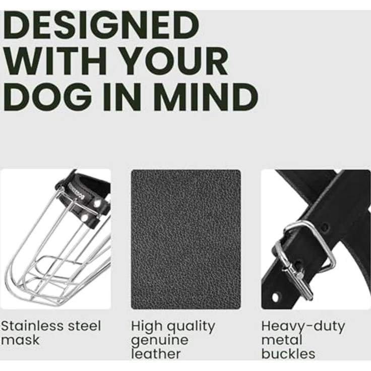 BRONZEDOG Hundemaulkorb Drahtkorb Metallmaske für mittelgroße bis große Hunde, Größe 4 für Pitbull & Amstaff, hundefreundliches Design für Training und Spaziergänge – Bild 3