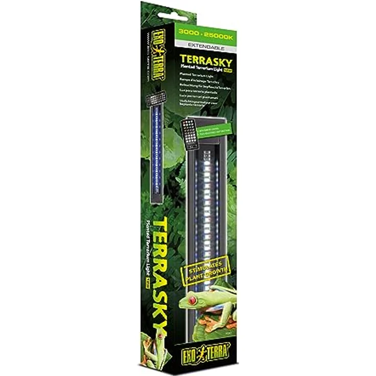 Exo Terra TerraSky, LED-Beleuchtung für bepflanzte Terrarien, 12W mit RGB- und 6.500 K weißen LEDs, IP54, 120° Lichtverteilung, 11 Himmelseffekten, Fernbedienung – Bild 3